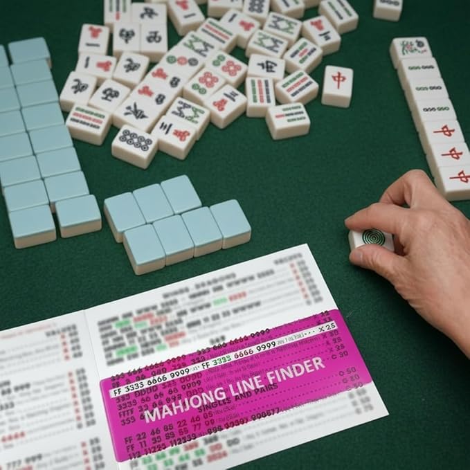 4Pcs Mahjong Line Finder, Mahjong Line Reader Guide, Mah Jongg Card for Strategy Tool for Beginners, for Travel, Parties, Competitions, Game Nights, Pink