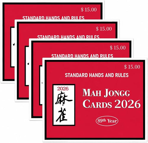 American Mahjong Score Cards 2026 – Large Print Reference Cards for Standard Hands, Easy-to-Read Rule Guide for Players, 4 Pack