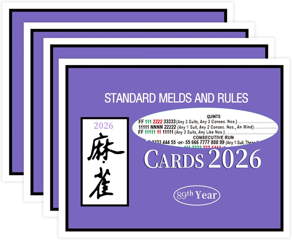 4Pcs Mahjong Cards 2026 Official Revision, Large Print Mah Jongg Card, Easy to Read Rule Guide, Suitable for Mah Jong Beginners