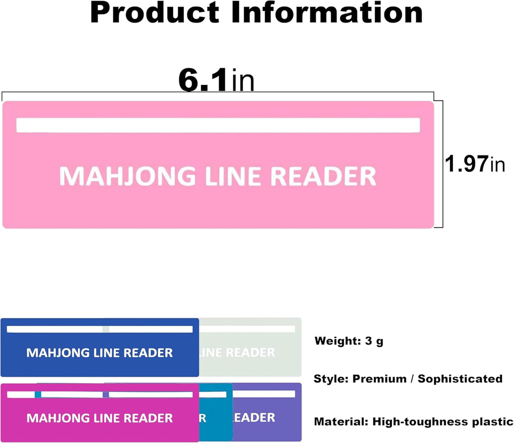 4Pcs Mahjong Line Finder, Mahjong Line Reader Guide, Mah Jongg Card for Strategy Tool for Beginners, for Travel, Parties, Competitions, Game Nights, Pink