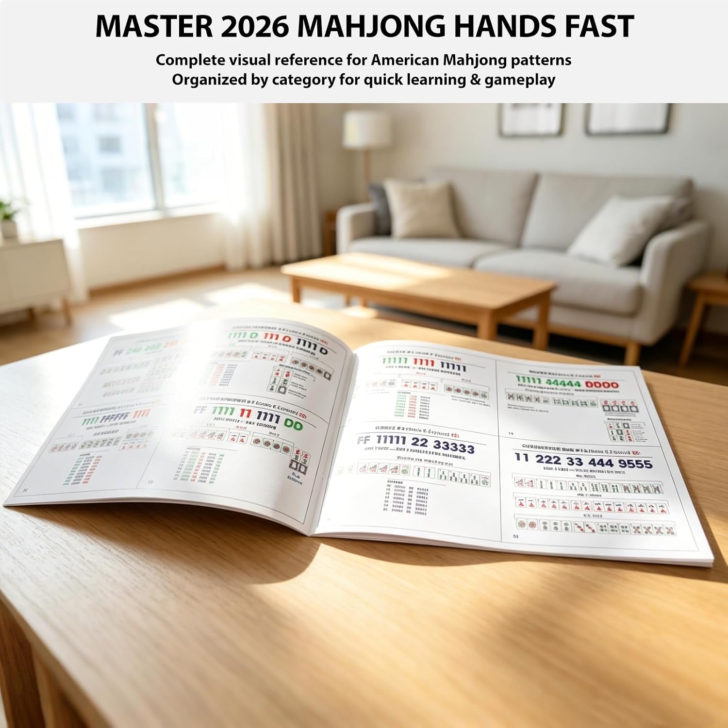 2026 Mah Jongg Learning Cards, Visual Reference Guide with 72 Hands, Cheat Sheet & Scoring Aid for Easy Gameplay, Portable Color-Coded Flash Cards