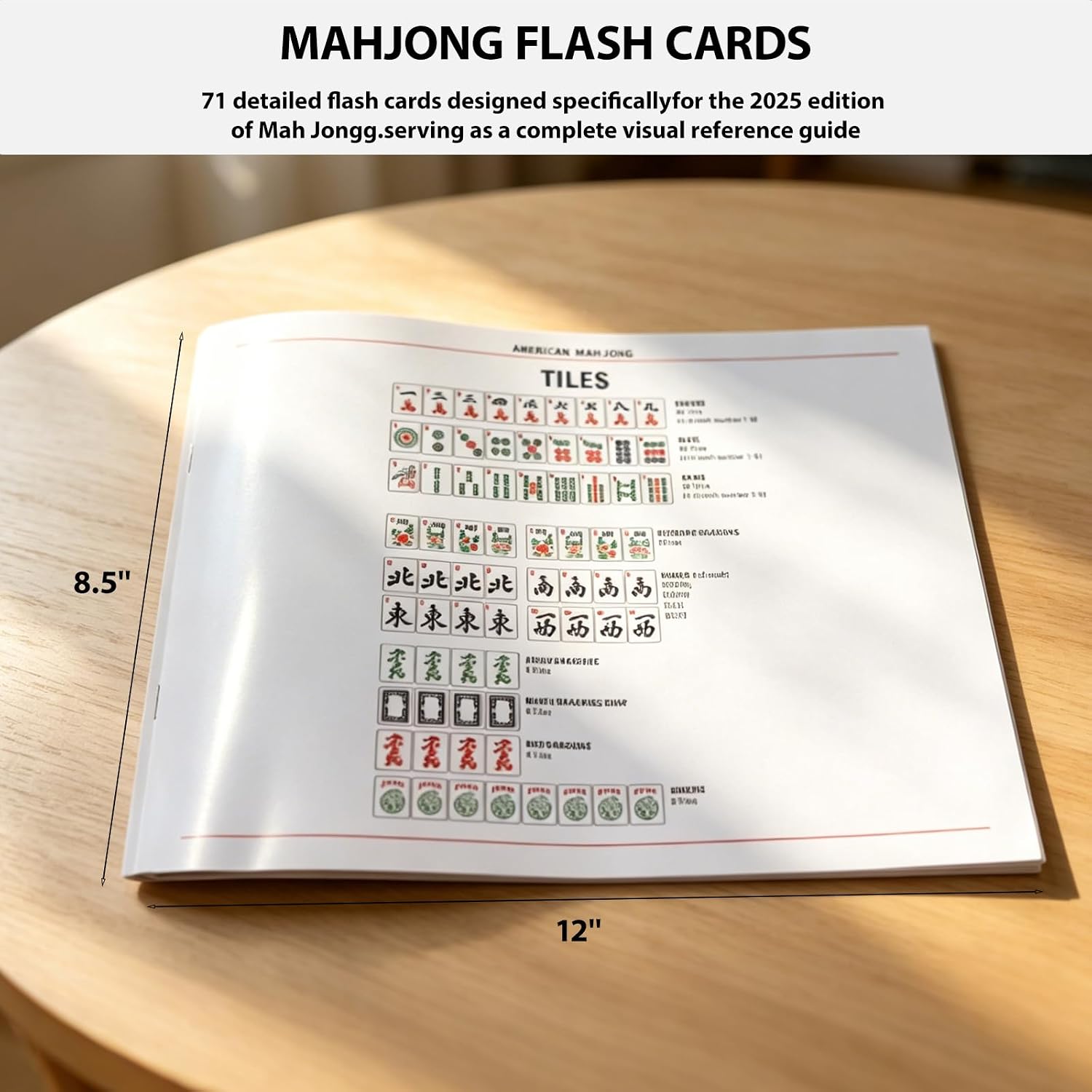 2026 Mah Jongg Learning Cards, Visual Reference Guide with 72 Hands, Cheat Sheet & Scoring Aid for Easy Gameplay, Portable Color-Coded Flash Cards