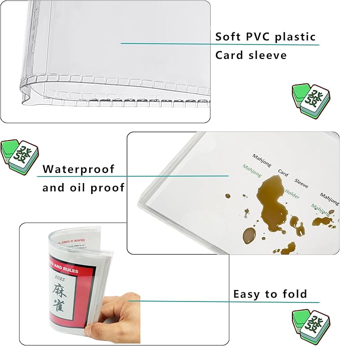 Protective Sleeve for 2025-2026 Mah-Jong Cards - Size (6 1/8" x 4 3/4") - Large-Size Mahjong Card Protective Sleeve - 4 Pack