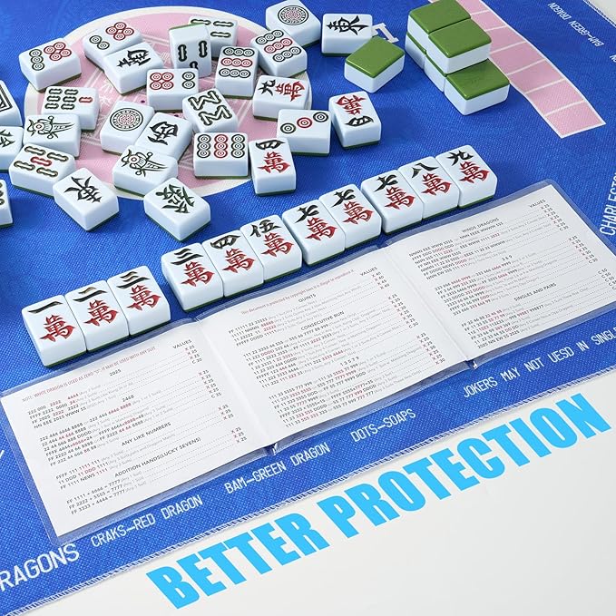 Protective Sleeve for 2025-2026 Mah-Jong Cards - Size (6 1/8" x 4 3/4") - Large-Size Mahjong Card Protective Sleeve - 4 Pack
